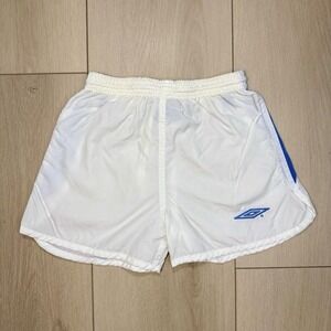 VTG Umbro Cruz Azul Kids Soccer Shorts Size 6 White Blue Nylon Retro 90s Sport